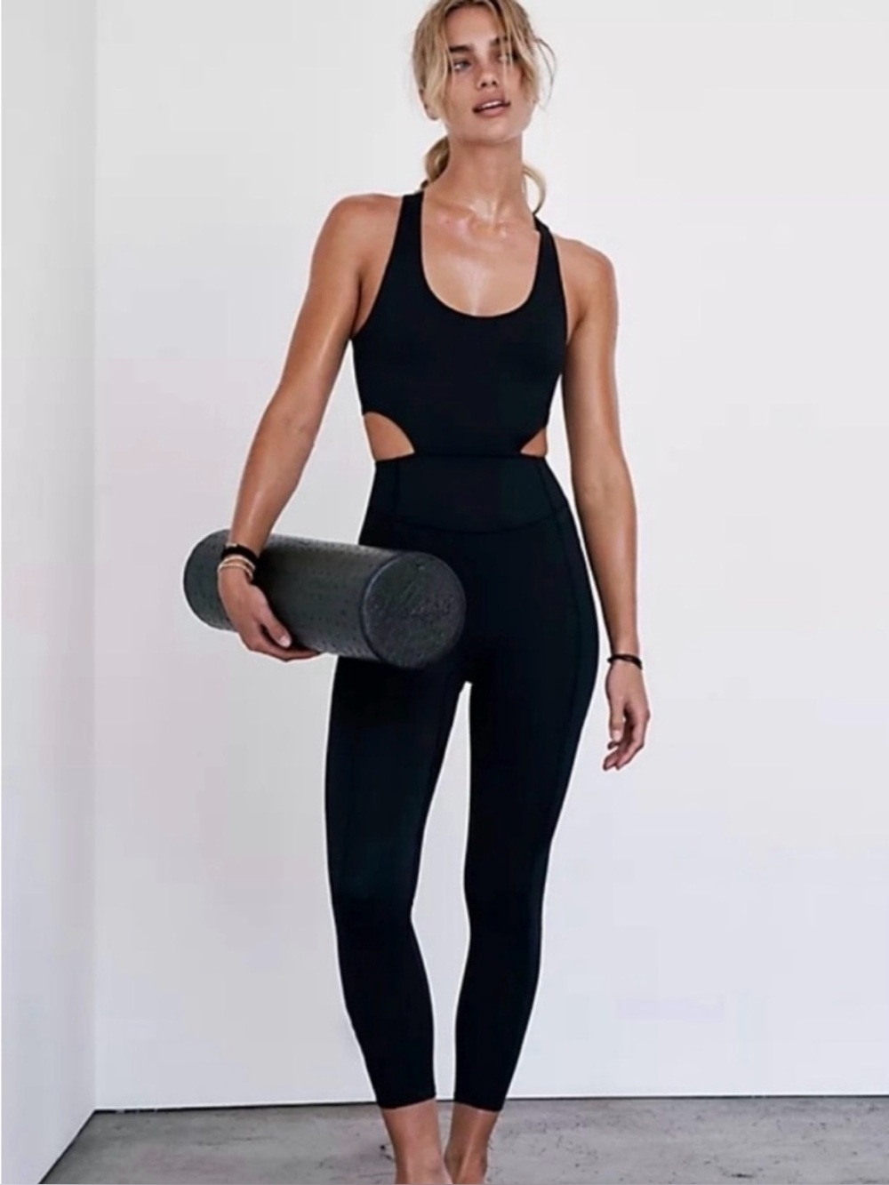 FP Movement Free People Back It Up Jumpsuit Black Cutout Criss Cross Size S/P